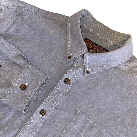 Duluth Trading Co Oxford Button Down Shirt Casual‎ Workwear Cotton Chambray XL - Picture 1 of 7